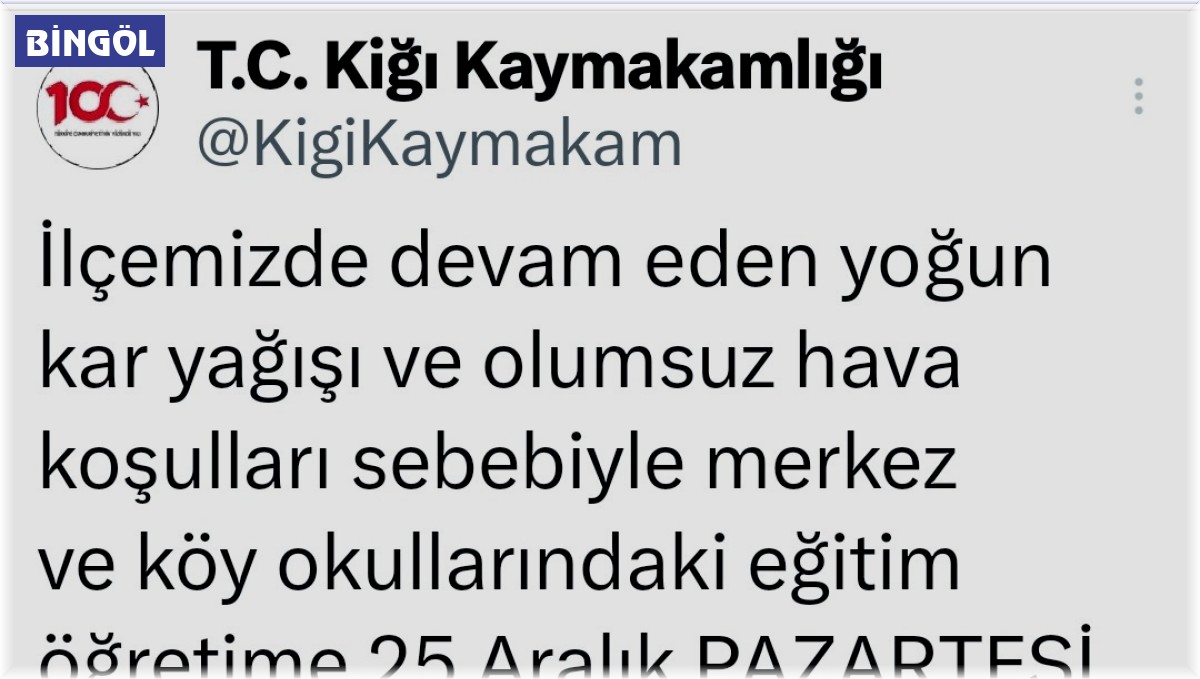 Bingöl'ün 4 ilçesinde taşımalı eğitime ara verildi