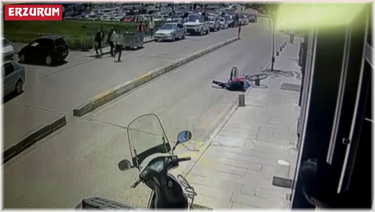 Bisiklet kazası güvenlik kameralarına yansıdı