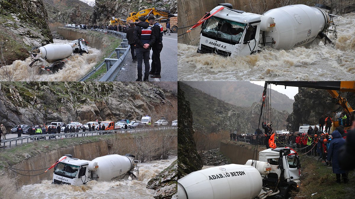 Bitlis'te dereye düşen beton mikseri sürücüsünden acı haber: 6 saat sonra bulundu