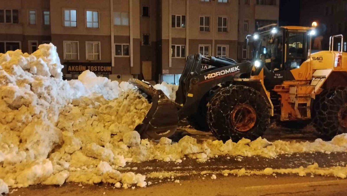 Bitlis'te kaldırımlardaki karlar kamyonlarla taşınıyor
