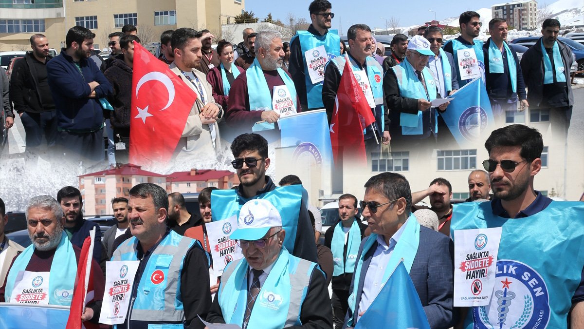 Bitlis'te sağlık çalışanına saldırıya tepki, Hastane önünde protesto