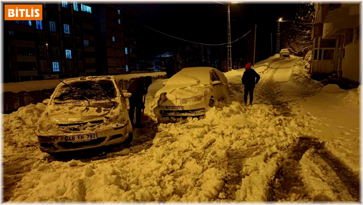 Bitlis'te tek katlı evler ve araçlar kar altında kaldı