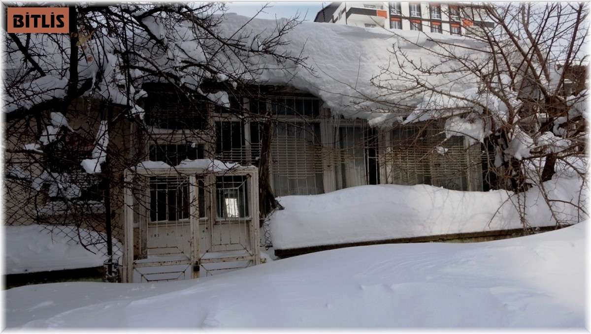Bitlis'te tek katlı evler ve yön levhaları kardan kayboldu