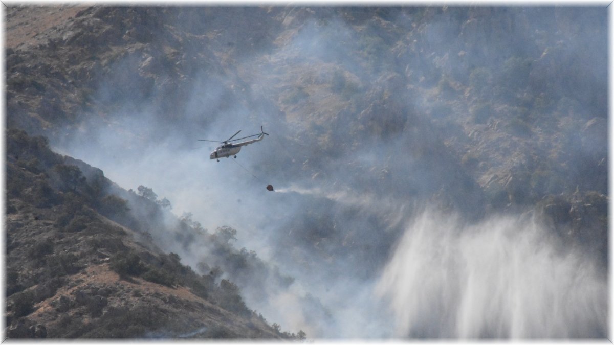 Bitlis'teki yangına helikopterli müdahale