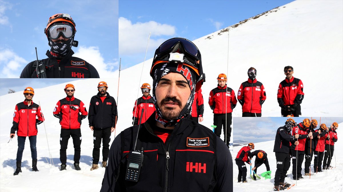 Bitlis’te gönüllü ekip, çığ felaketlerine karşı karda zorlu eğitime çıktı