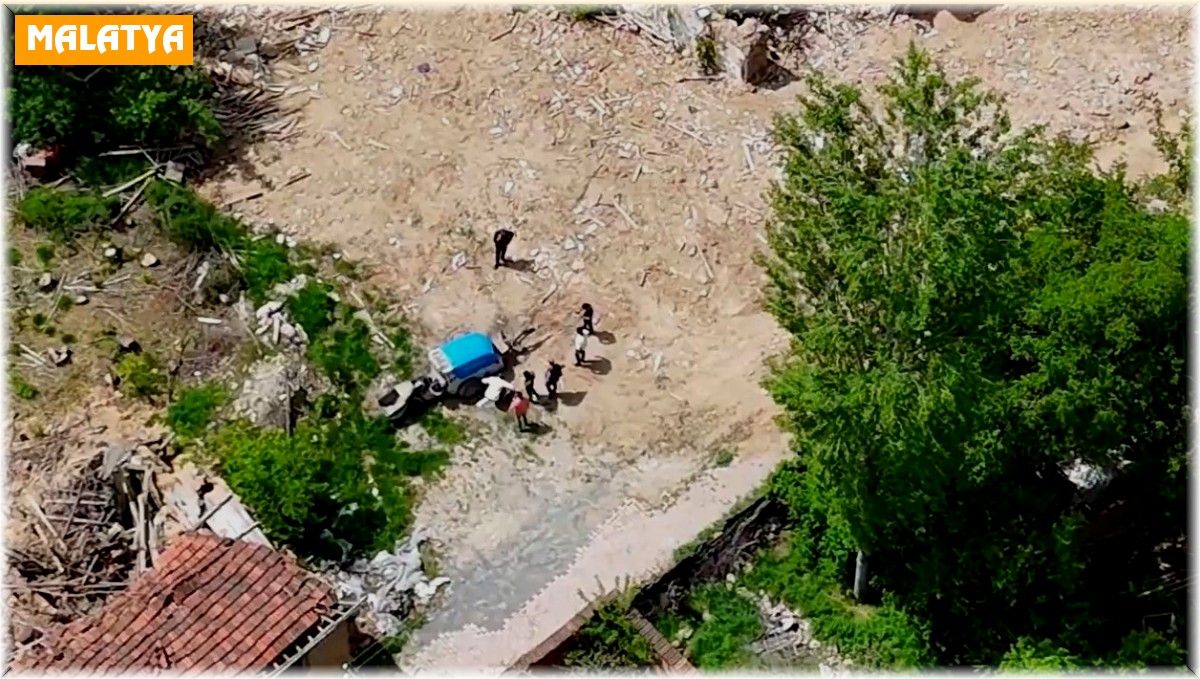 Çalınan iş makinesi dron ile bulundu