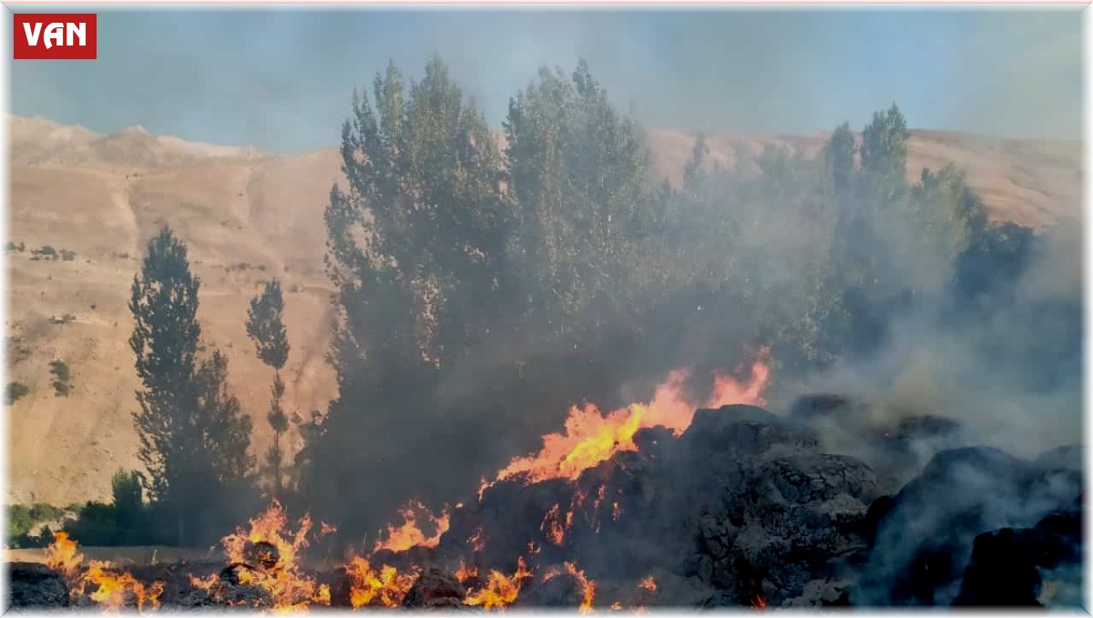 Çatak'ta tonlarca saman ve ot yandı