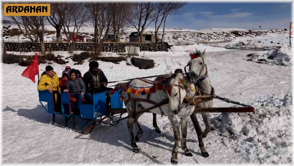 Çıldır Gölü'nde başarılı öğrencilere ücretsiz atlı kızak gezisi