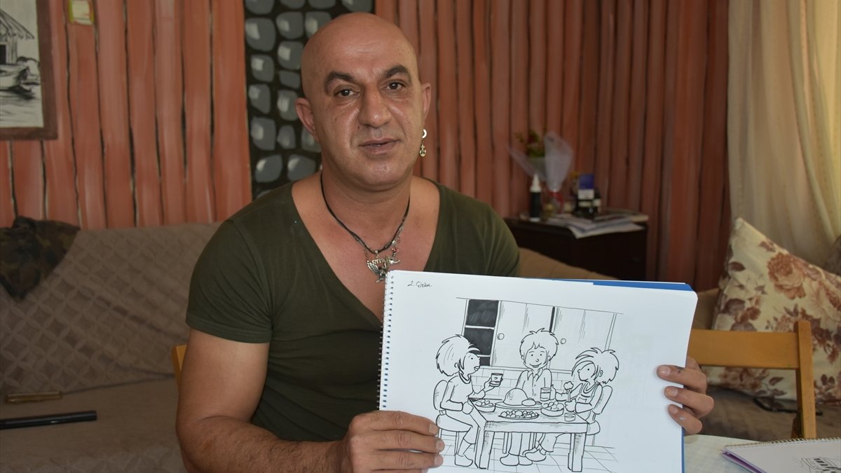 Çizdiği karikatürlerle çocukların dünyasını renklendiriyor