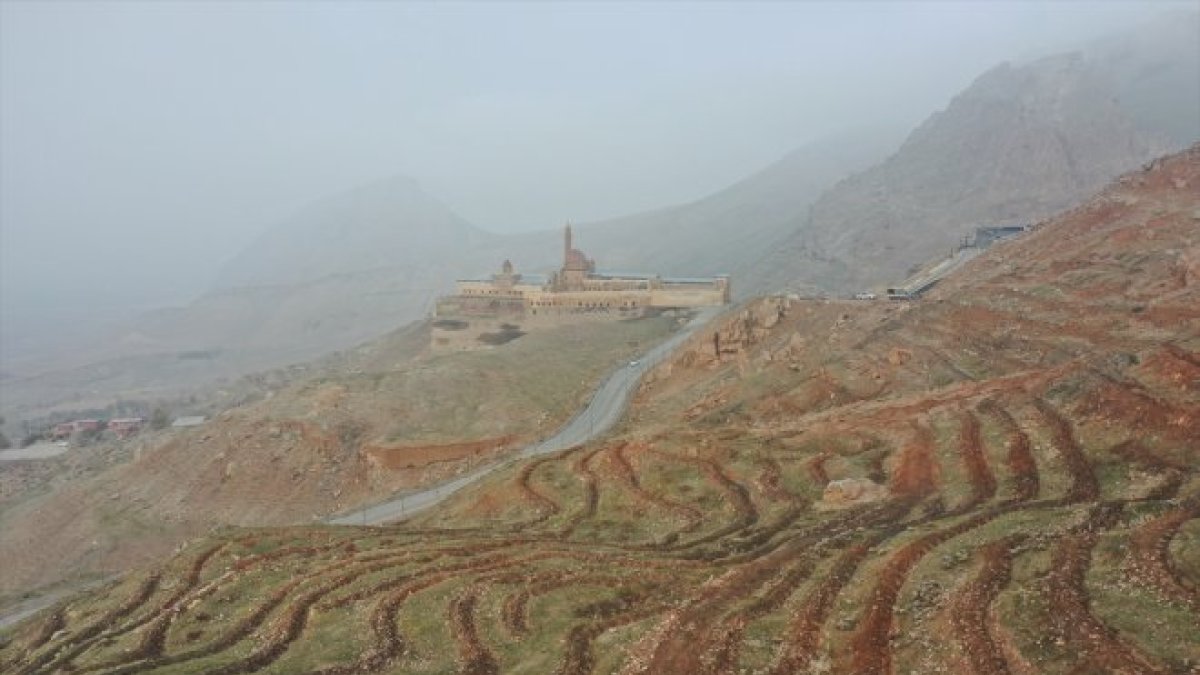 Çorak görüntü tarihe karışıyor, İshak Paşa Sarayı çevresi yeşeriyor