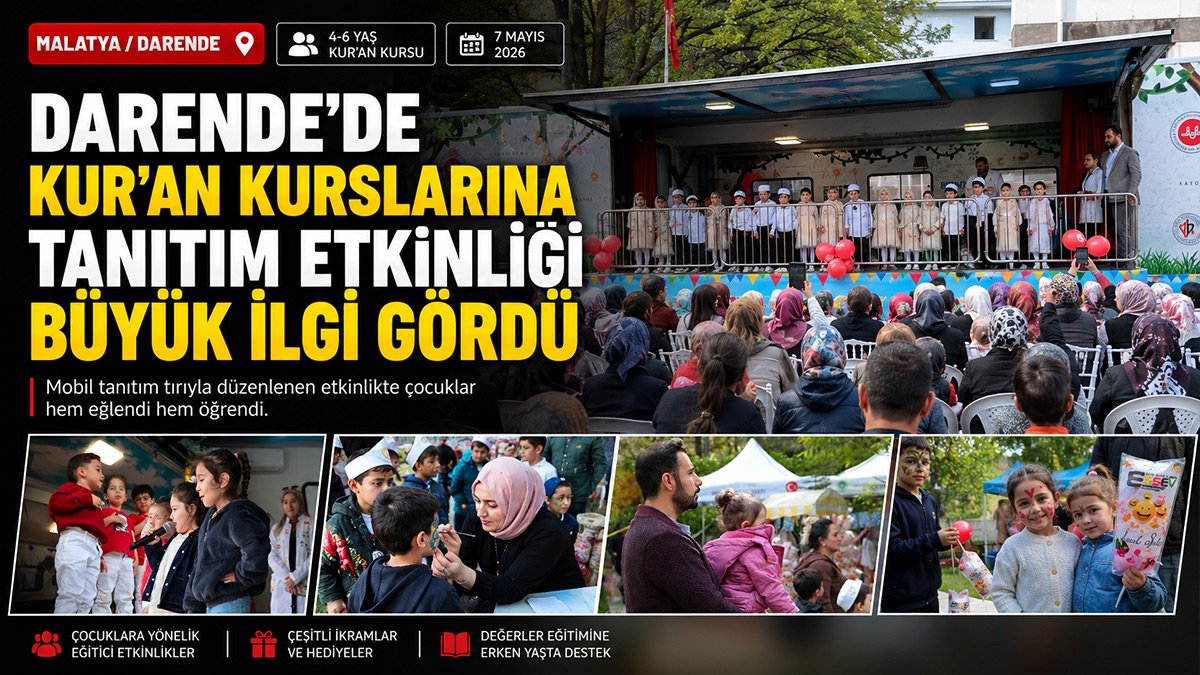 Darende'de 4-6 yaş Kur'an kursları mobil tır ve çocuk etkinlikleriyle tanıtıldı
