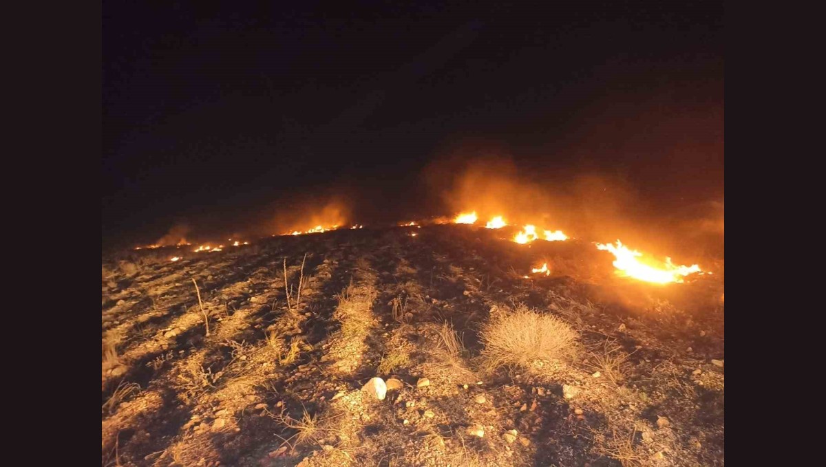 Darende'de anız yangını