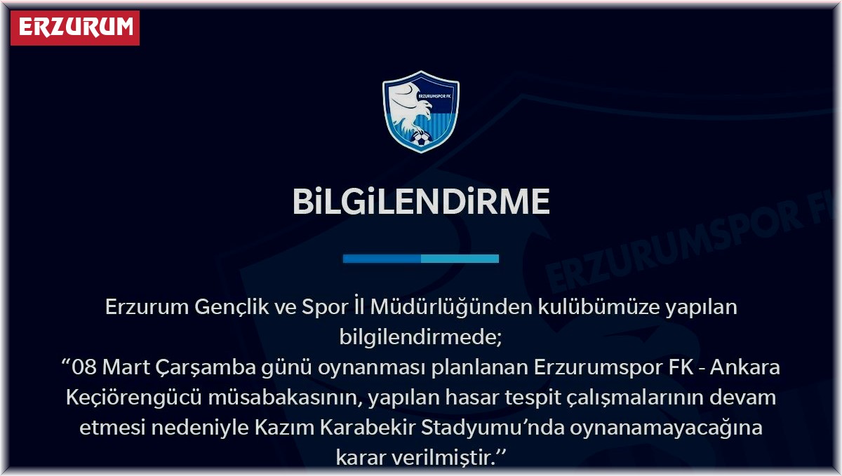 Depremden etkilenen stadyumda Ankara Keçiörengücü maçı oynanmayacak