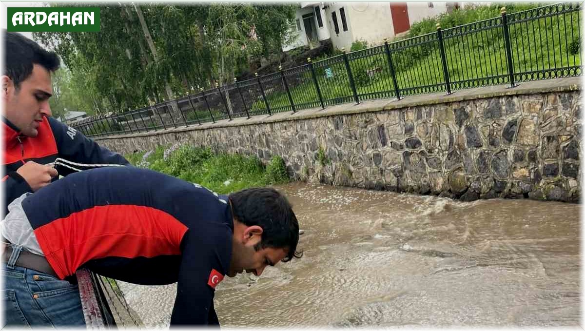Dereye düşen buzağı için seferber oldular