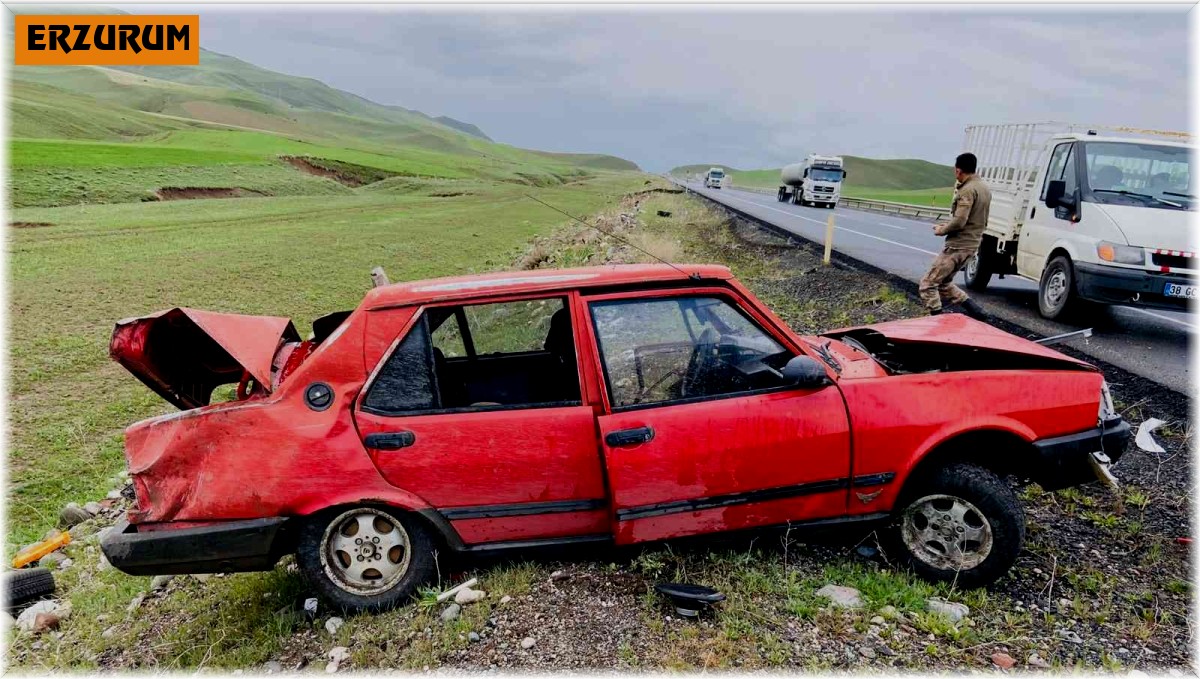 Direksiyon hakimiyetini kaybeden otomobil takla attı