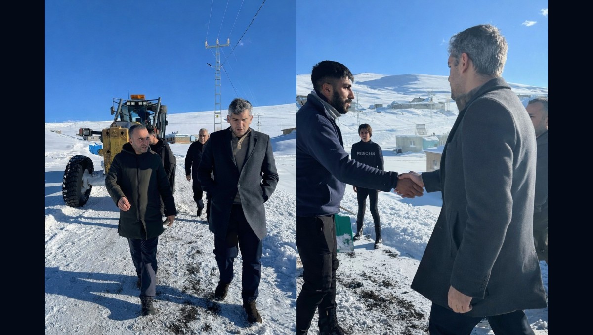 Diyadin'de kapanan köy yolları için çalışmalar sürüyor