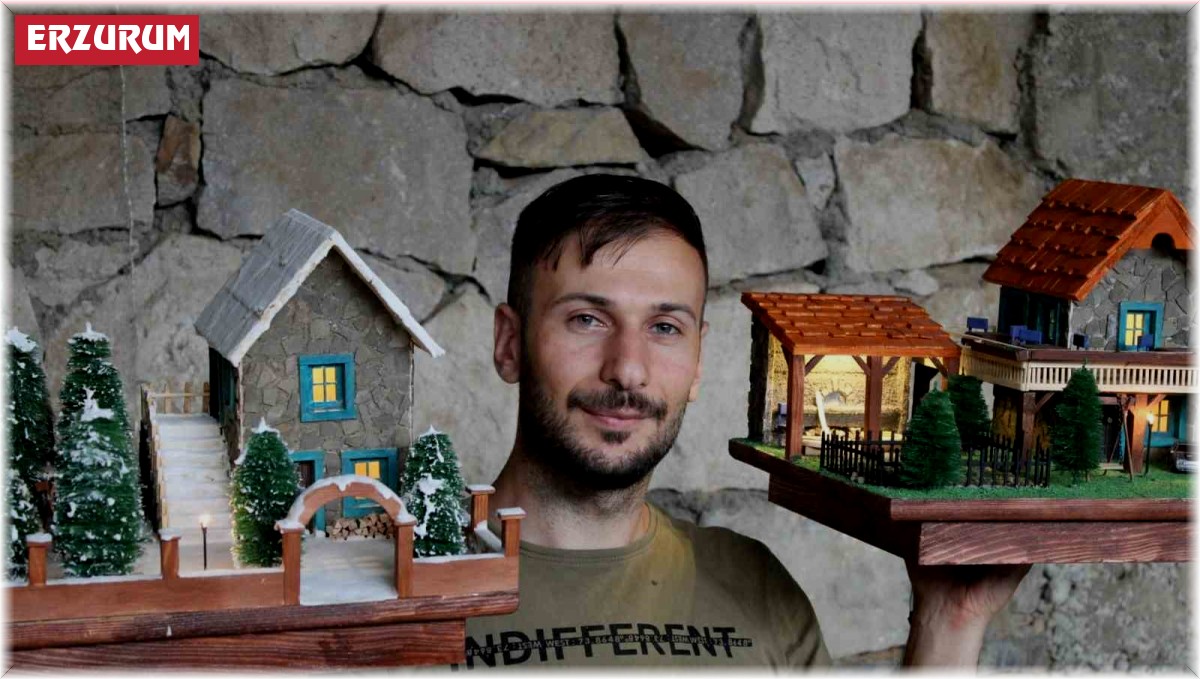 Doğada topladığı malzemelerden maket yapıyor, siparişlere yetişemiyor