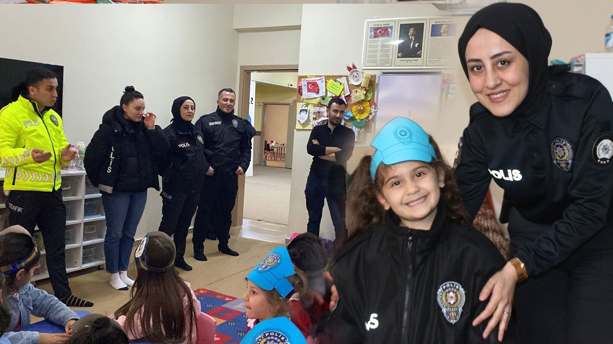 Doğubayazıt’ta polislerle minik öğrenciler bir araya geldi, renkli anlar yaşandı
