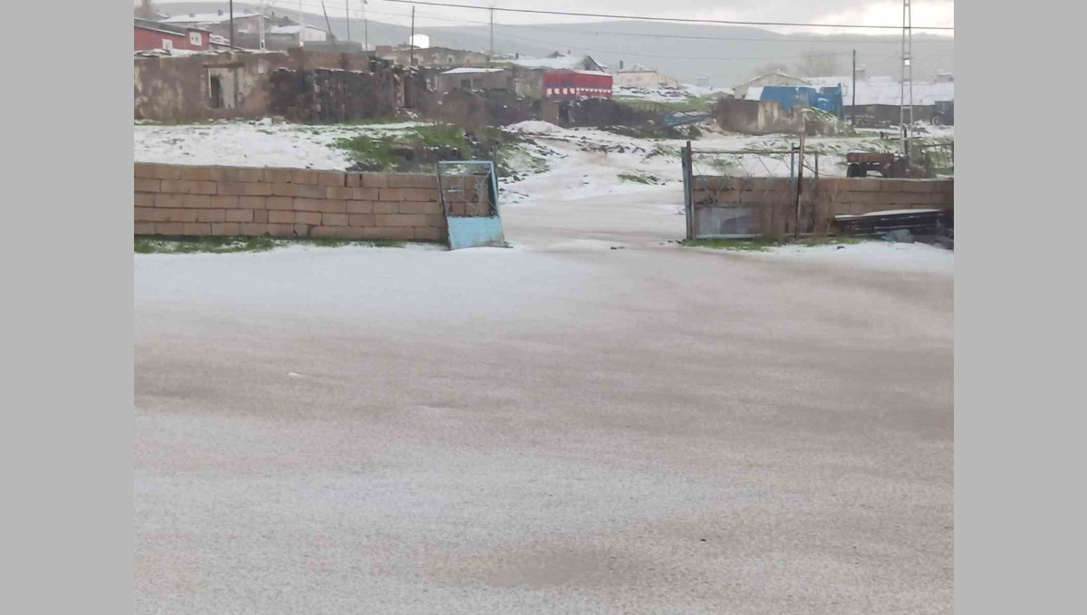 Dolu yağışı Kars'ı beyaza bürüdü