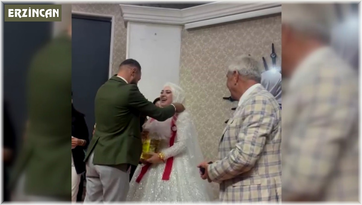 Düğünde geline altın yerine 5 litrelik Ayçiçek yağı takıldı