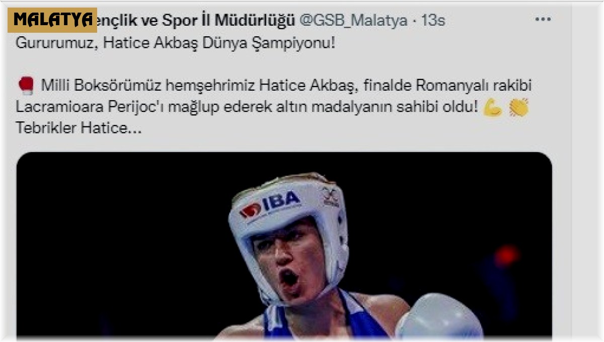 Dünya Şampiyonu olan Malatyalı sporcuya tebrik yağmuru