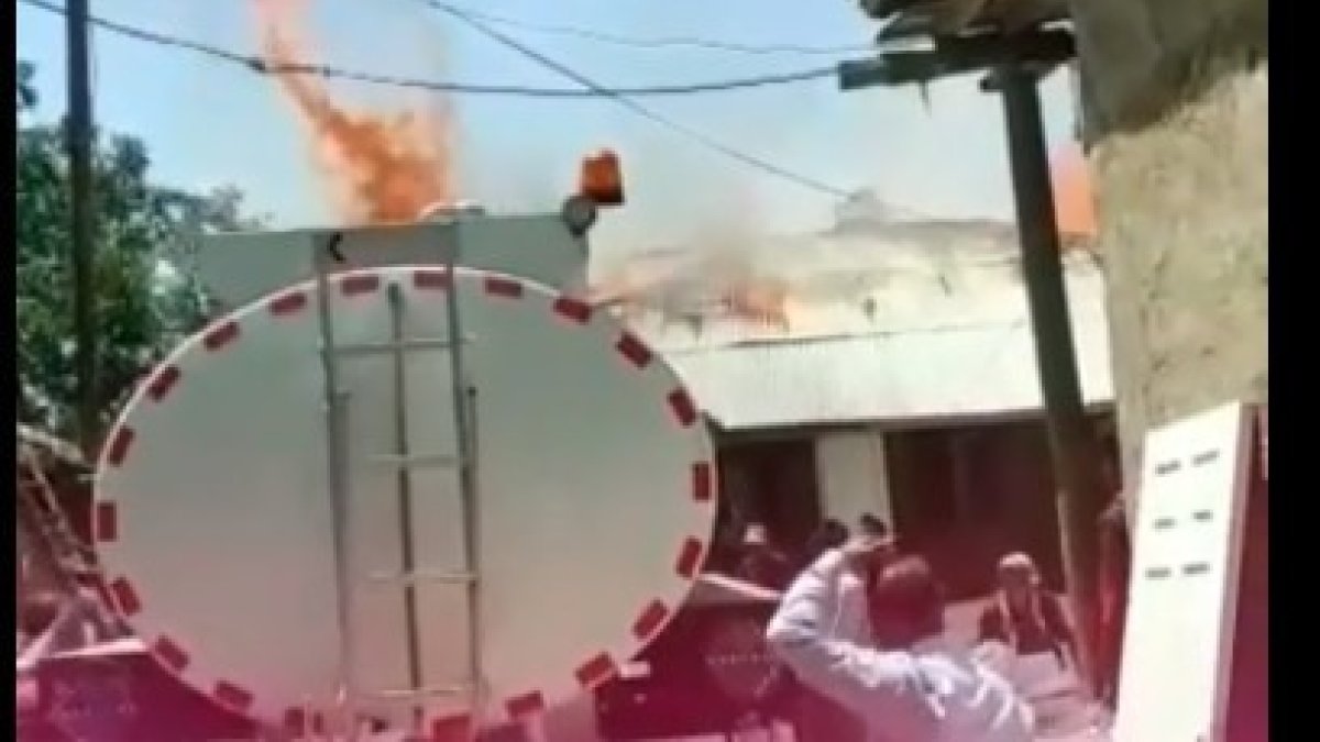 Durankaya beldesinde korkutan yangın