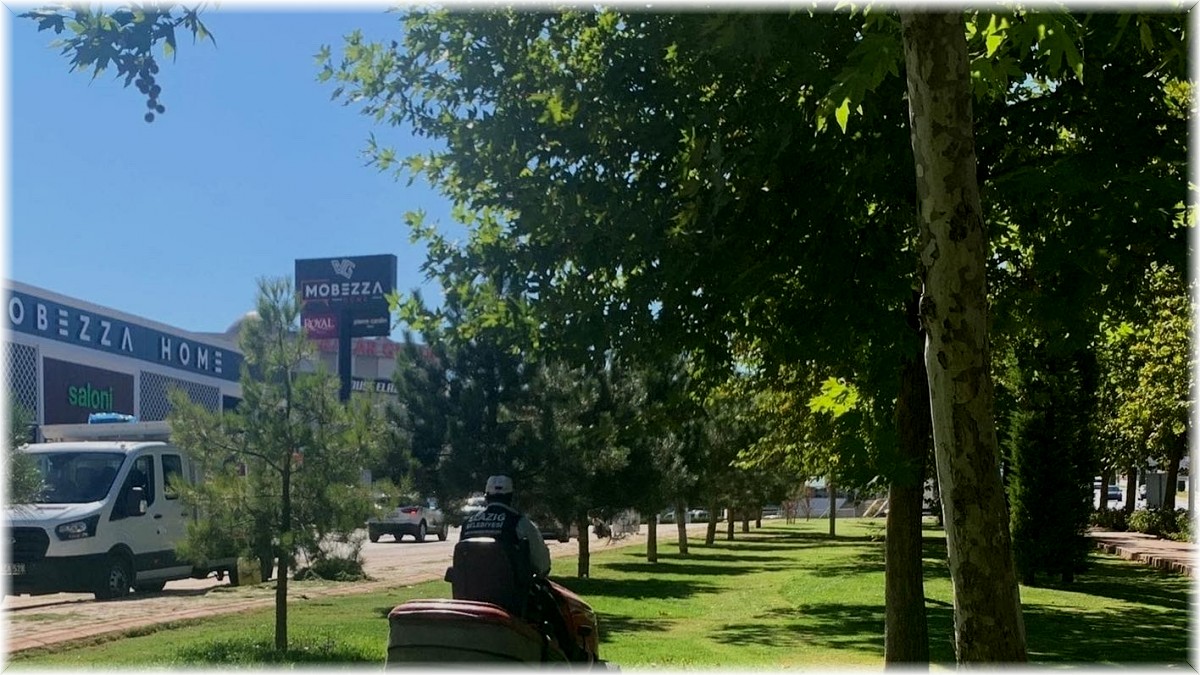 Elazığ Belediyesi çim biçme çalışmalarını aralıksız sürdürüyor