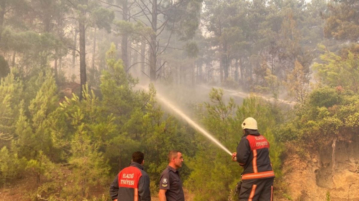 Elazığ Belediyesi itfaiye ekipleri, Manavgat'ta yangına müdahale çalışmalarını sürdürüyor