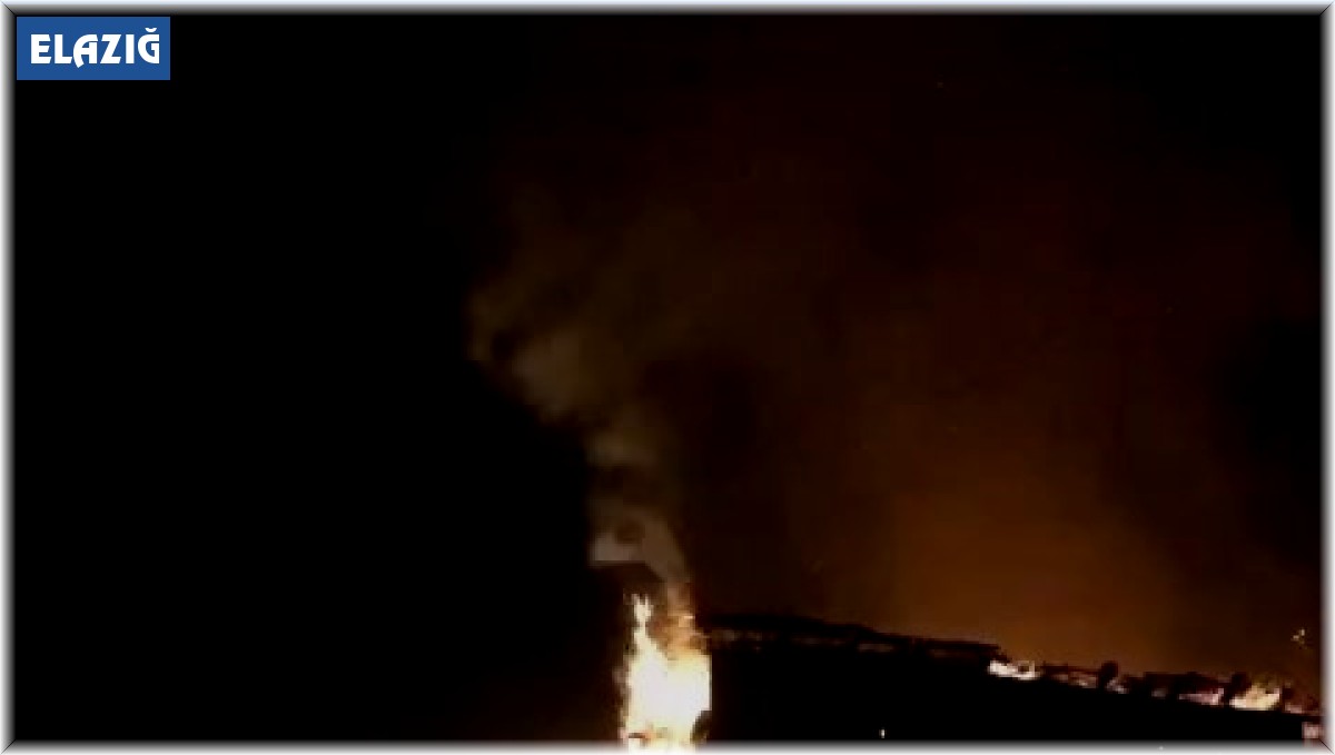 Elazığ'da 2 katlı binanın çatısı alev alev yandı