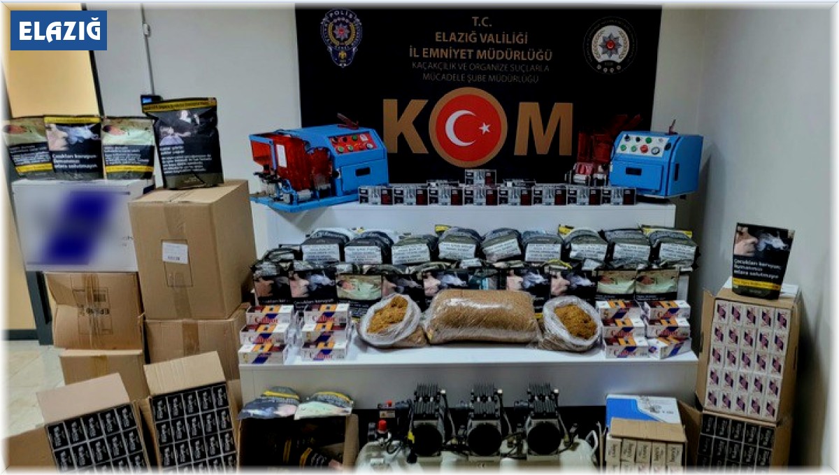 Elazığ'da 50 bin boş, 12 bin 800 de dolu bandrolsüz makaron ele geçirildi