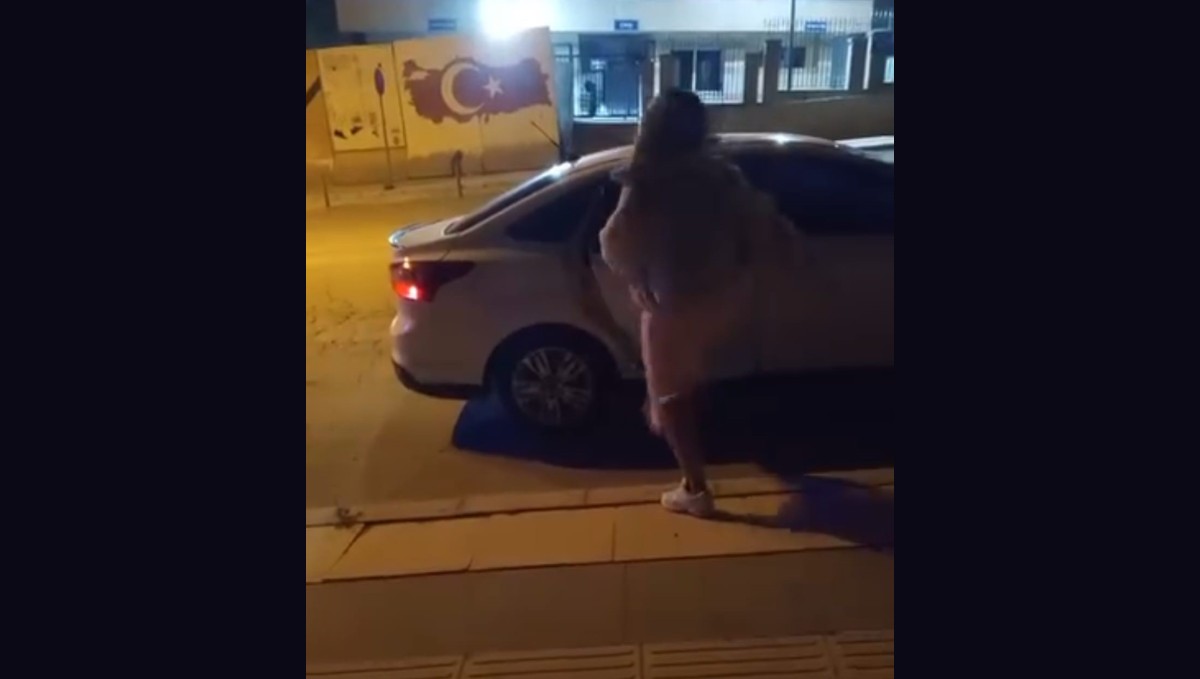 Elazığ'da bir kadın, tartıştığı şahsın arabasına saldırdı