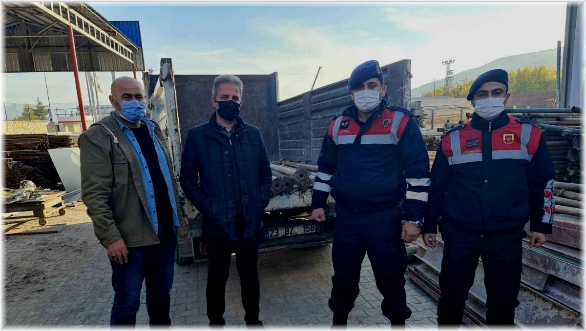 Elazığ'da çalınan inşaat malzemeleri jandarma tarafından bulundu