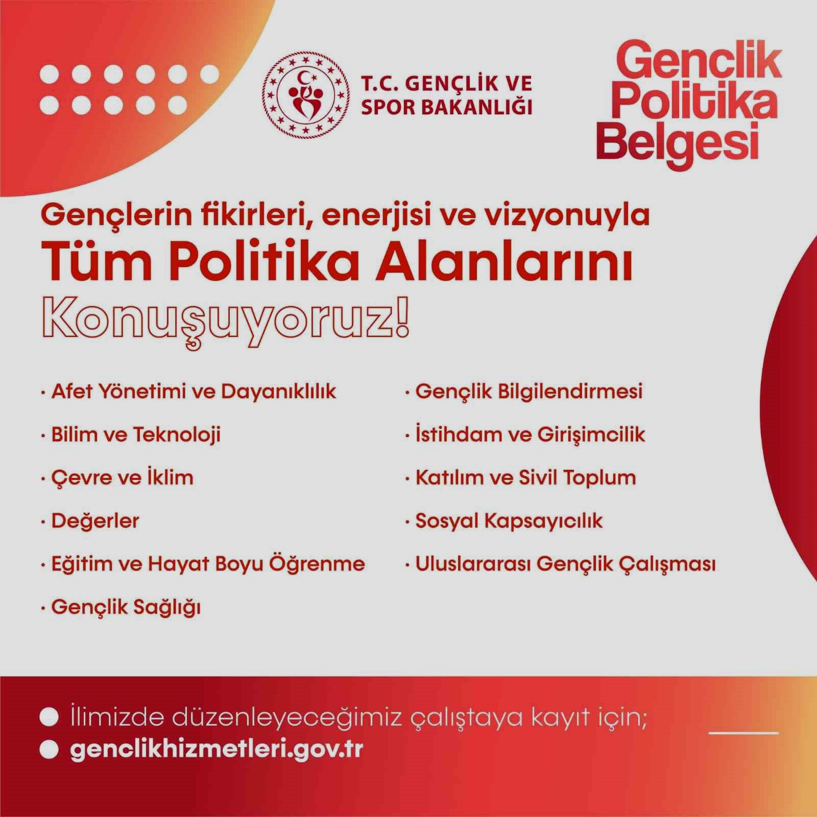 Elazığ'da 'Gençlik Politika Belgesi Vizyon Çalıştayı' gerçekleşecek