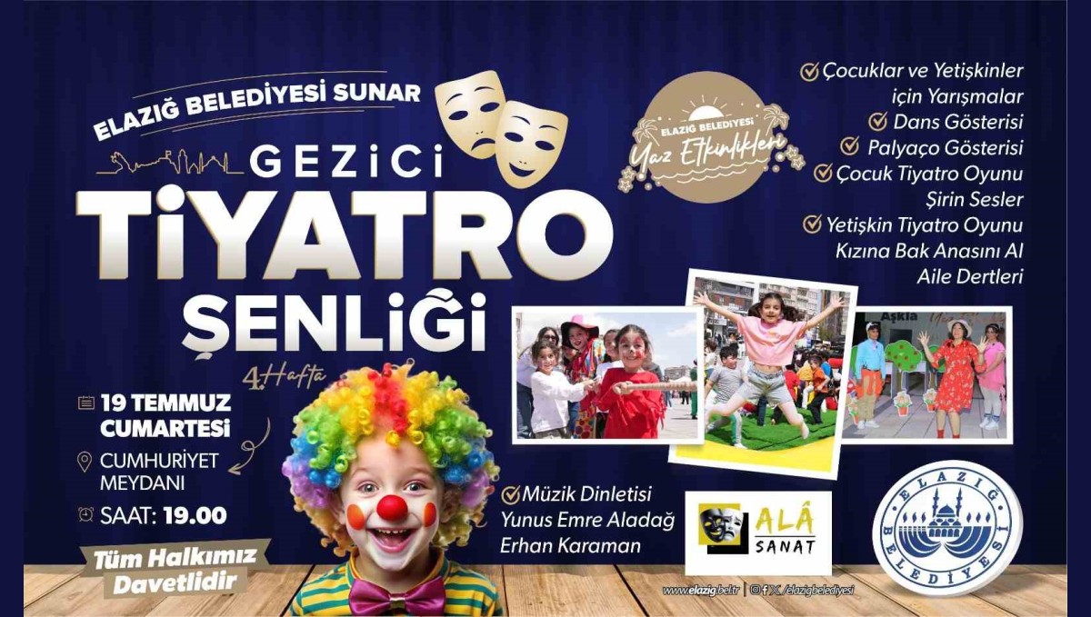 Elazığ'da gezici tiyatro şenliği gösterileri ve kadın kürsübaşı konseri düzenlenecek