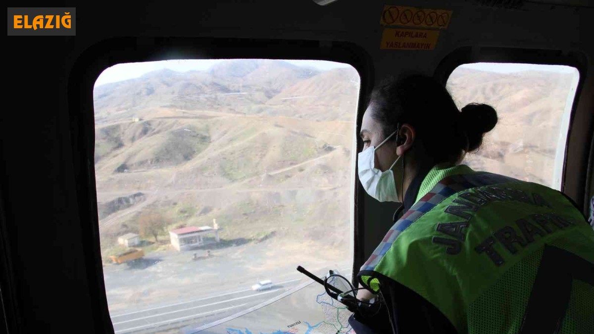 Elazığ'da helikopter destekli trafik denetimi