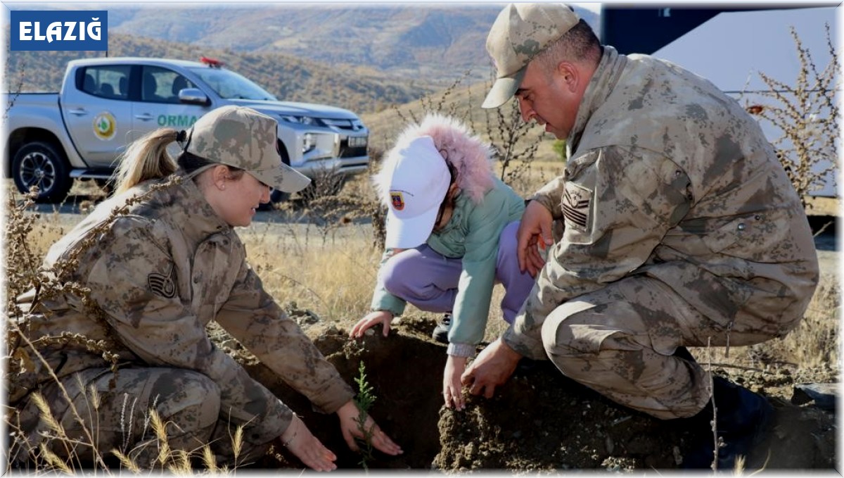 Elazığ'da jandarma ekipleri öğrencilerle fidan dikti