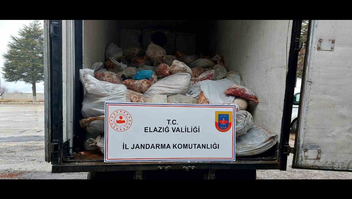 Elazığ'da kamyon kasasında 3 milyon liralık kaçak et ele geçirildi