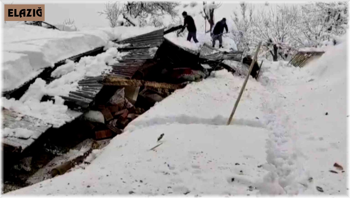 Elazığ'da kardan üç evin çatısı çöktü