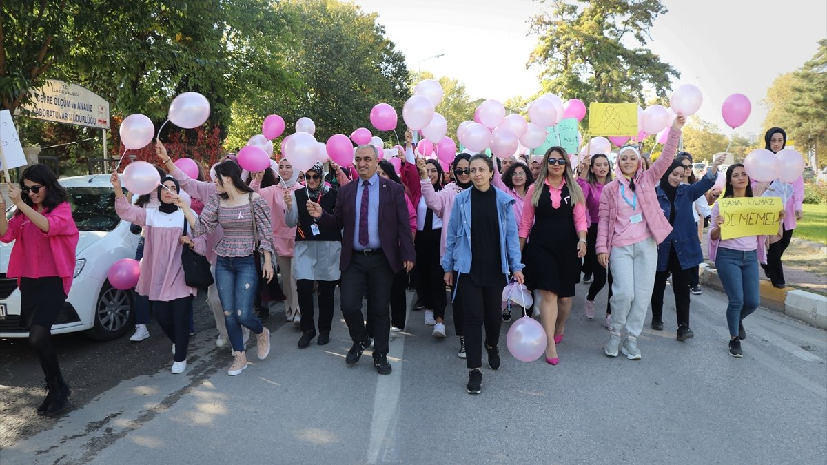 Elazığ'da meme kanseri farkındalığı için yürüyüş düzenlendi