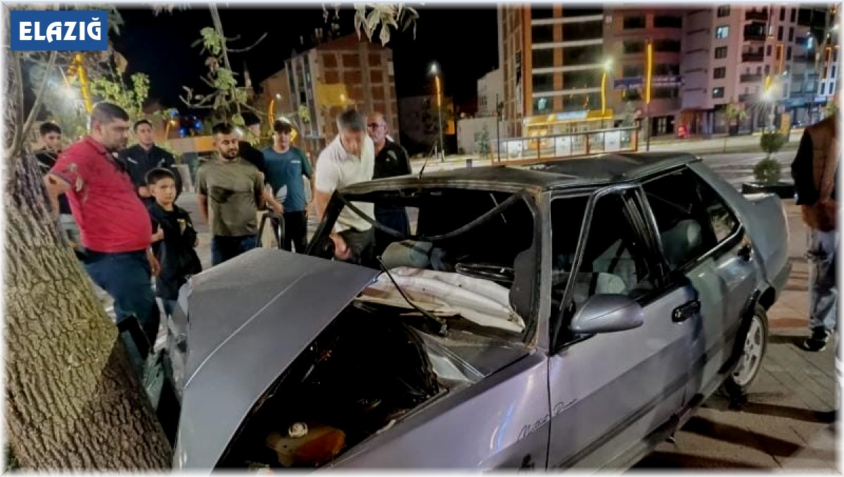 Elazığ'da otomobil ağaca çarptı: 4 yaralı