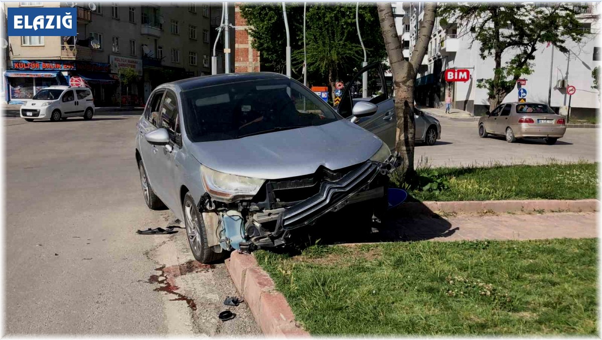 Elazığ'da otomobil refüje çıktı