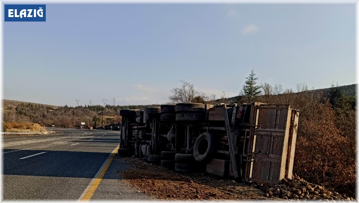 Elazığ'da pancar yüklü tır devrildi: 1 yaralı