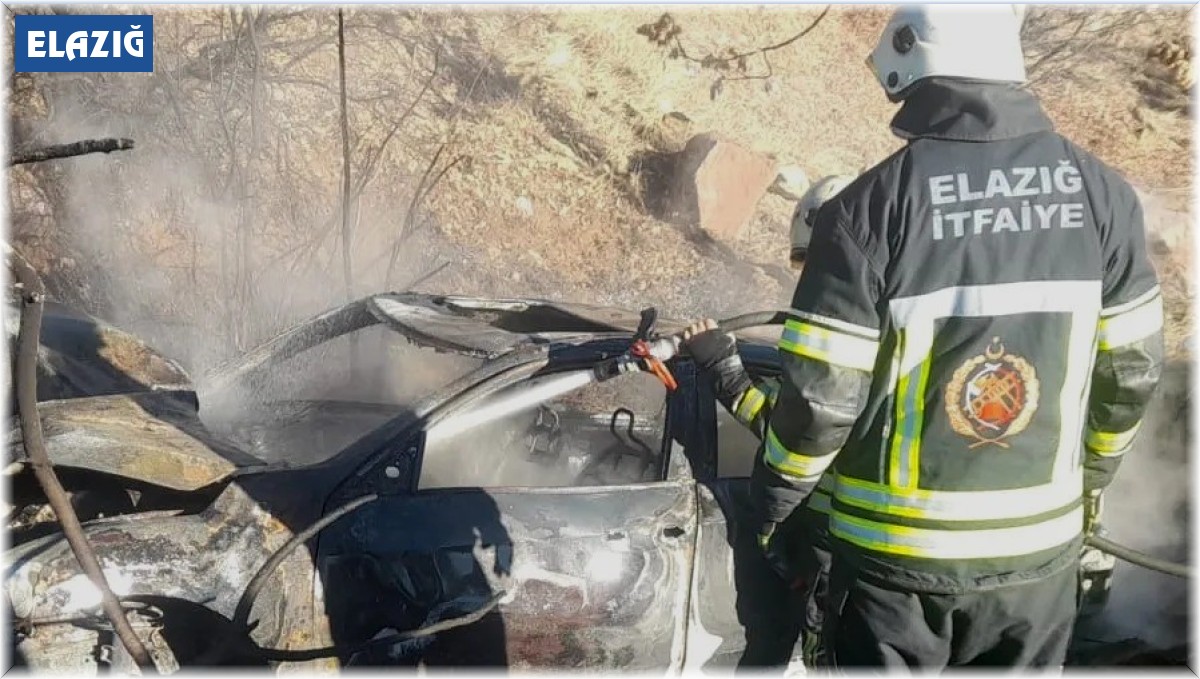 Elazığ'da park halindeki araç küle döndü
