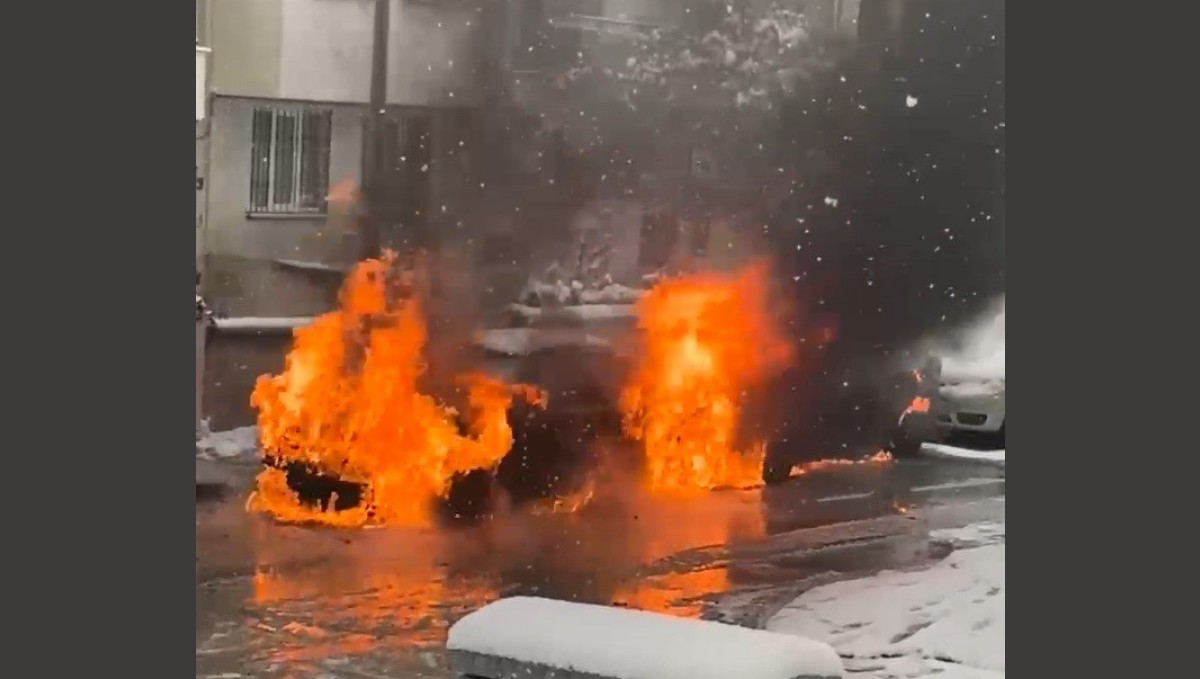 Elazığ'da park halindeki araçlar, alev topuna döndü