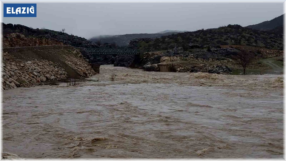 Elazığ'da sağanak yağış sonrası dereler coştu