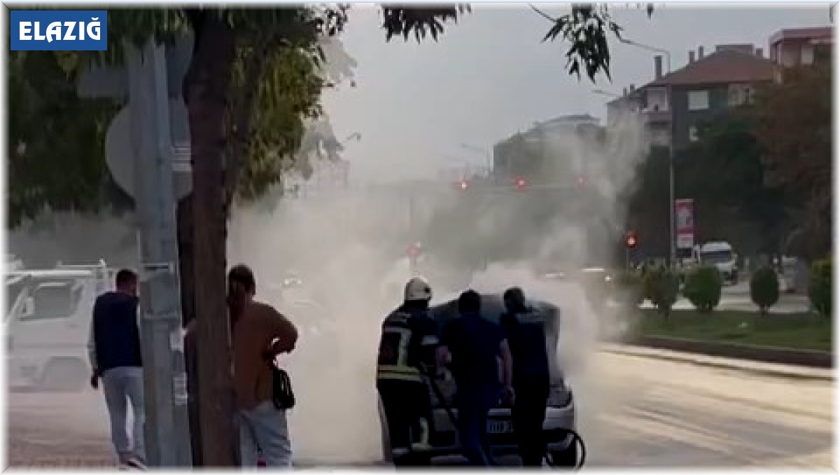 Elazığ'da seyir halindeki otomobil yandı