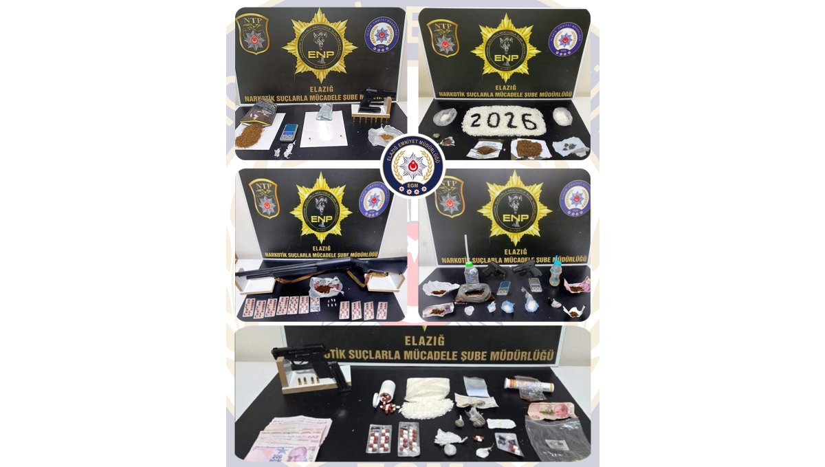 Elazığ'da uyuşturucu ve ruhsatsız silah operasyonu: 17 tutuklama
