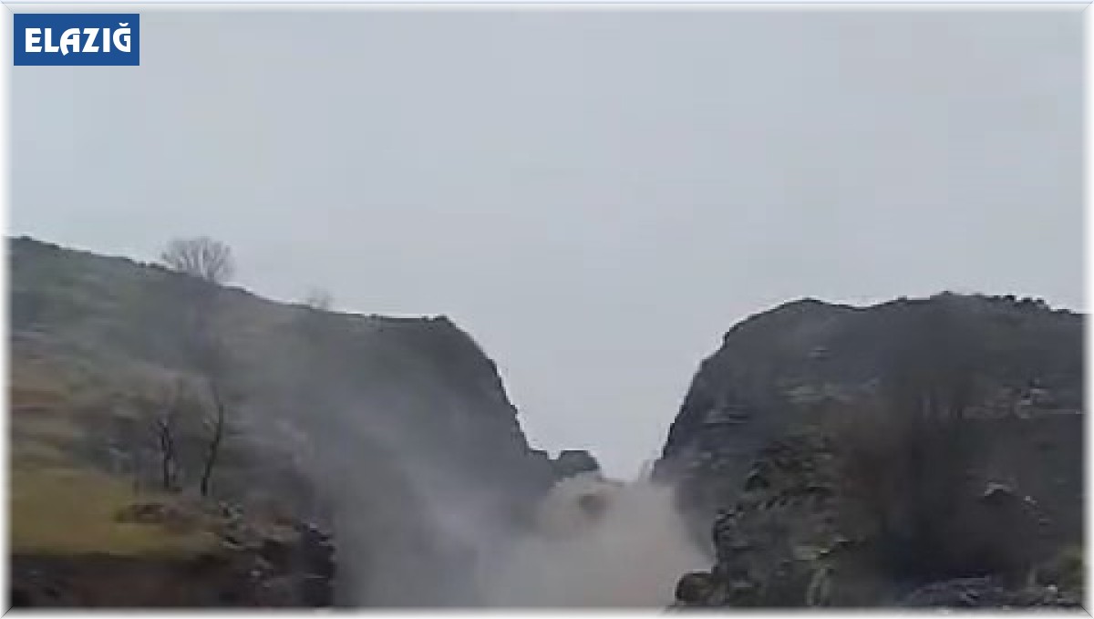 Elazığ'da yağış sonrası şelale coştu
