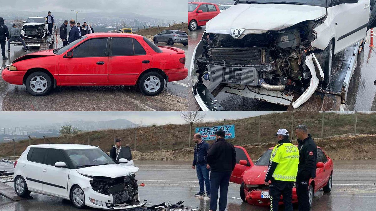Elazığ'da Zafran yolunda iki otomobil çarpıştı, 3 kişi yaralandı