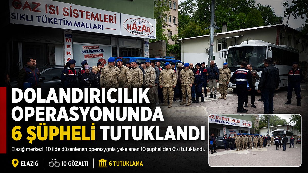 Elazığ merkezli 10 ilde yaklaşık 2 milyon liralık dolandırıcılık operasyonu: 6 tutuklama